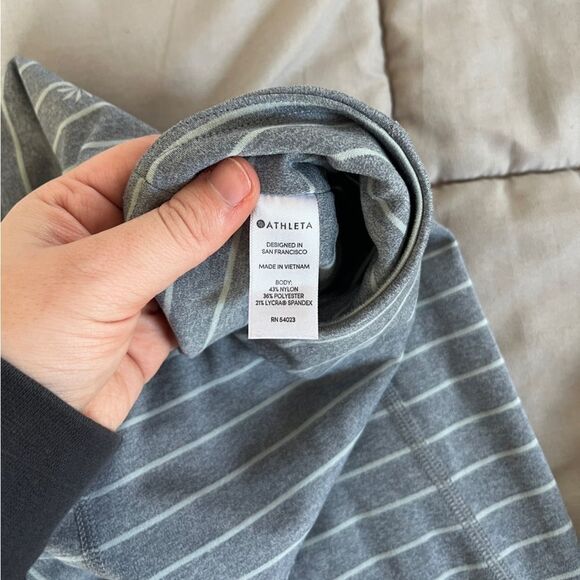 Athleta High Rise Chaturanga Heather Stripe Grey Tight Leggings Size Medium - Picture 5 of 8